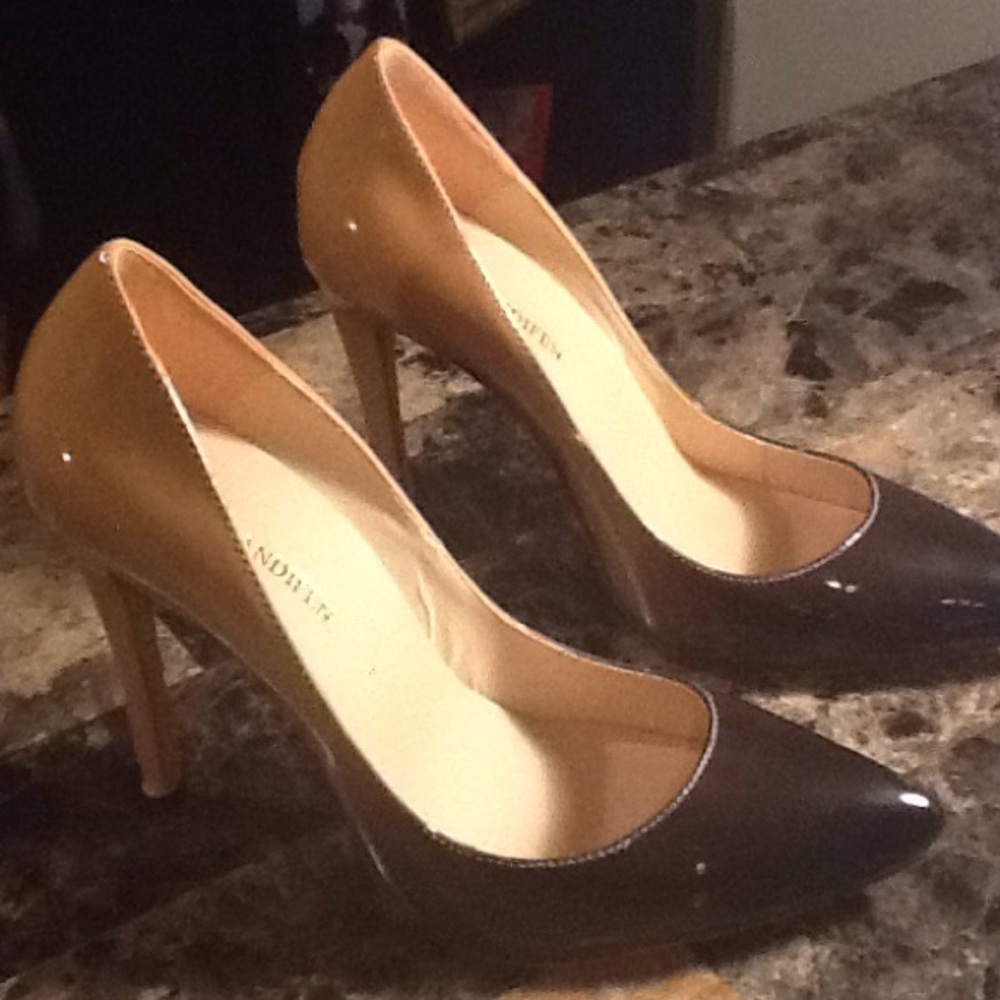 Tan and brown pumps